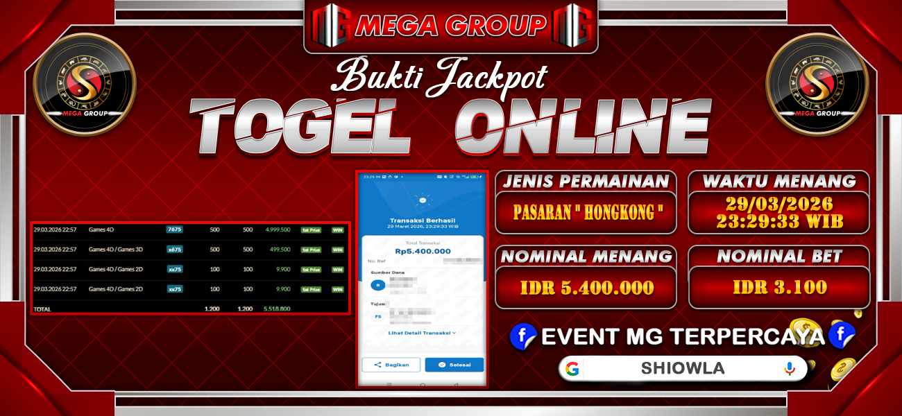 Bukti JP situs Shiowla hari Minggu, 29 Maret 2026