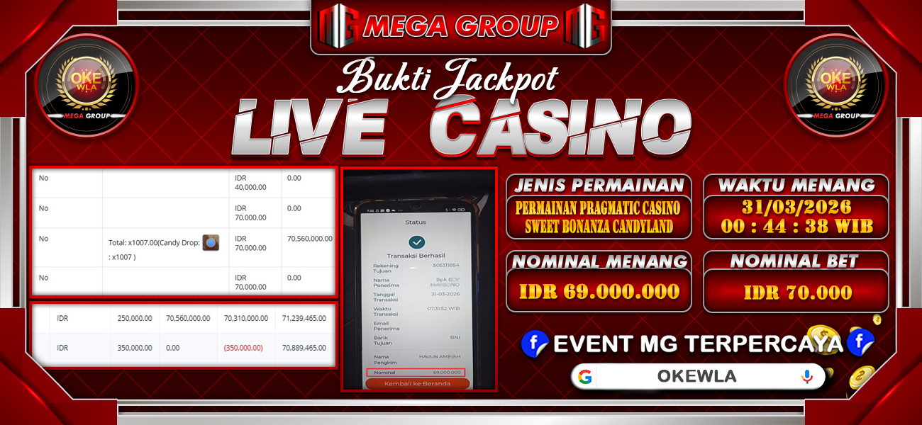 Bukti JP situs Okewla hari Selasa, 31 Maret 2026